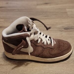 Men's Brown and White High-Top Sneakers